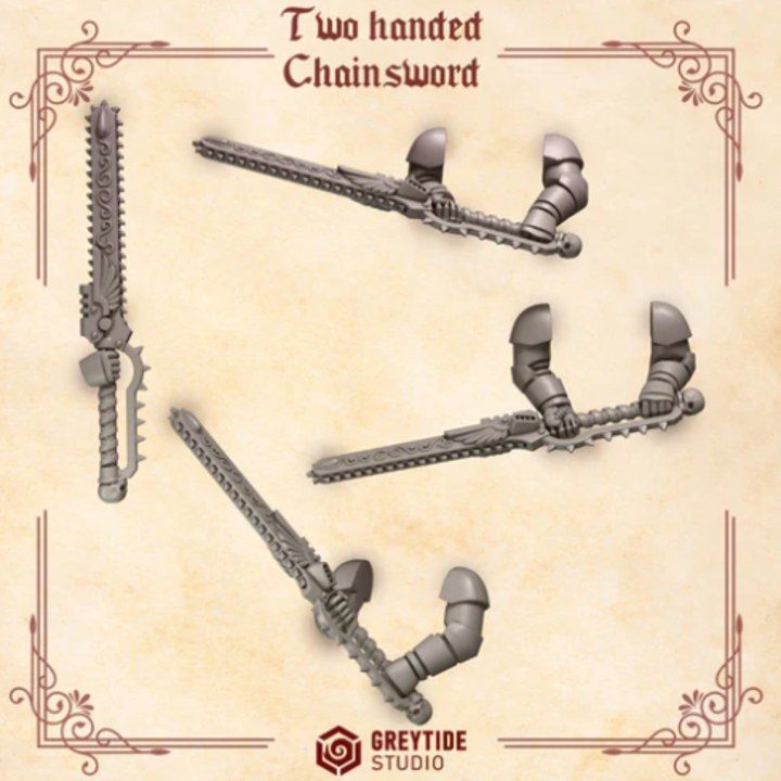 Épées tronçonneuses à deux mains Crimson Lords – Set de bitz personnalisés  – Greytide Studio