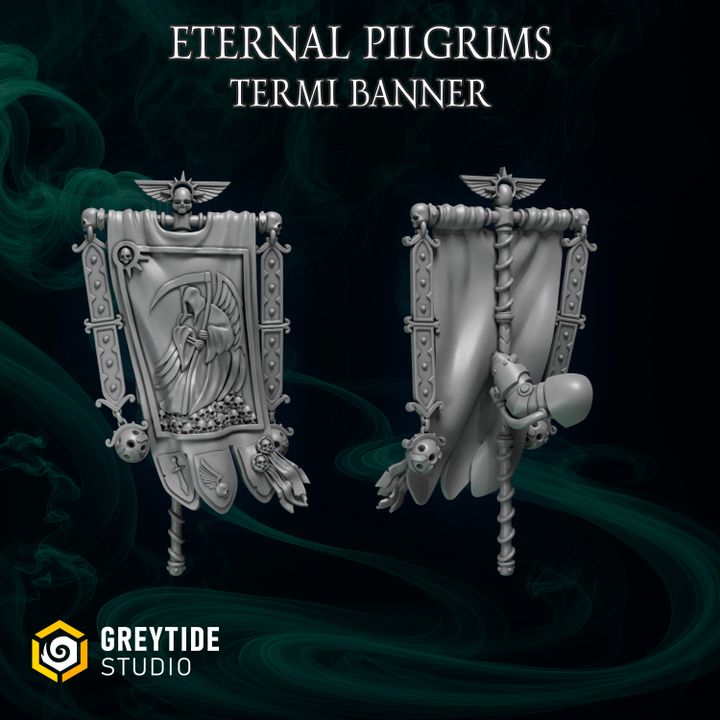 Bannière pour Termi Eternal Pilgrims  – Greytide Studio – Impression 3D Résine