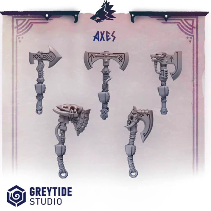 Haches gaucher Primal Hounds – Set de bitz personnalisés – Greytide Studio