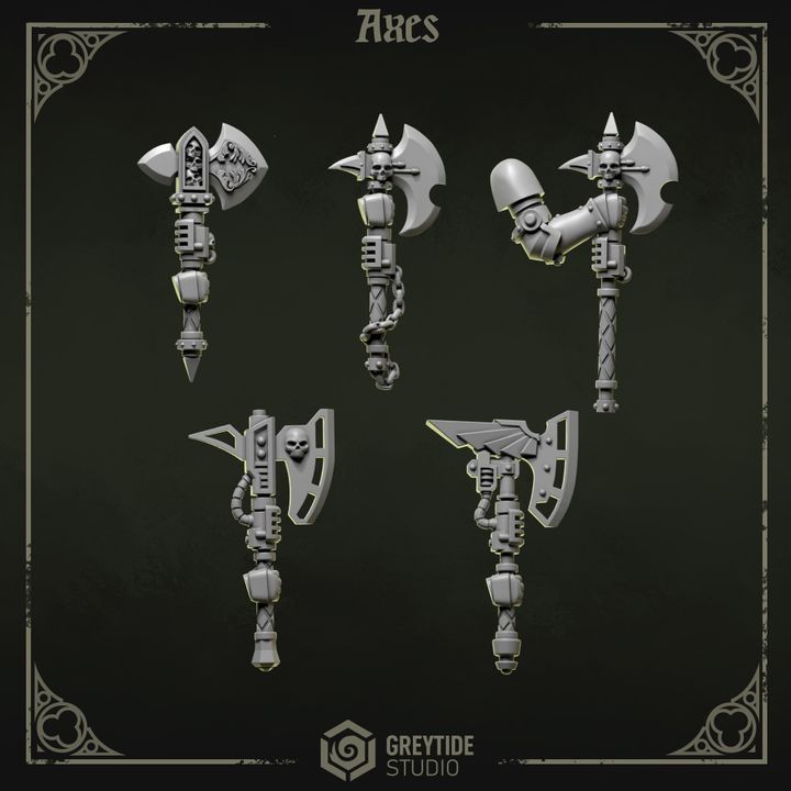 Haches droitier Pilgrims & Crusaders – Set de bitz personnalisés – Greytide Studio