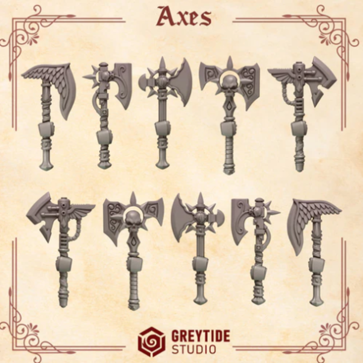 Haches Crimson Lords – Set de bitz personnalisés – Greytide Studio