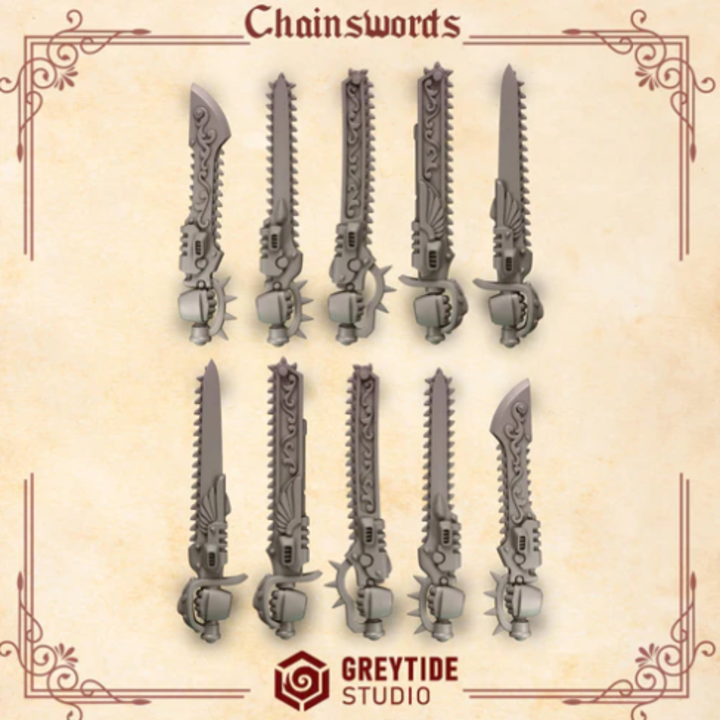 Épées tronçonneuses Crimson Lords – Set de bitz personnalisés – Greytide Studio