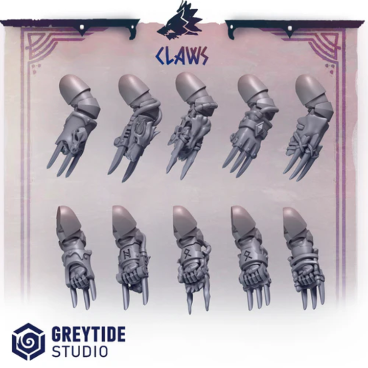 Griffes énergétiques gaucher Primal Hounds – Set de bitz personnalisés – Greytide Studio