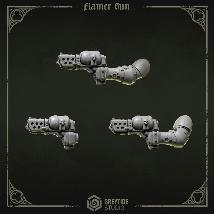 Pistolet lance flamme gaucher Pilgrims & Crusaders – Set de bitz personnalisés – Greytide Studio