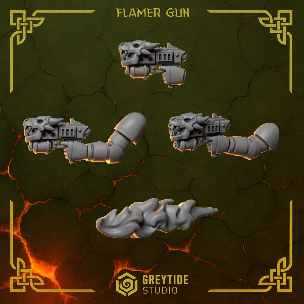 Pistolets gaucher lance flamme Anvil Wardens – Greytide Studio – Impression 3D Résine
