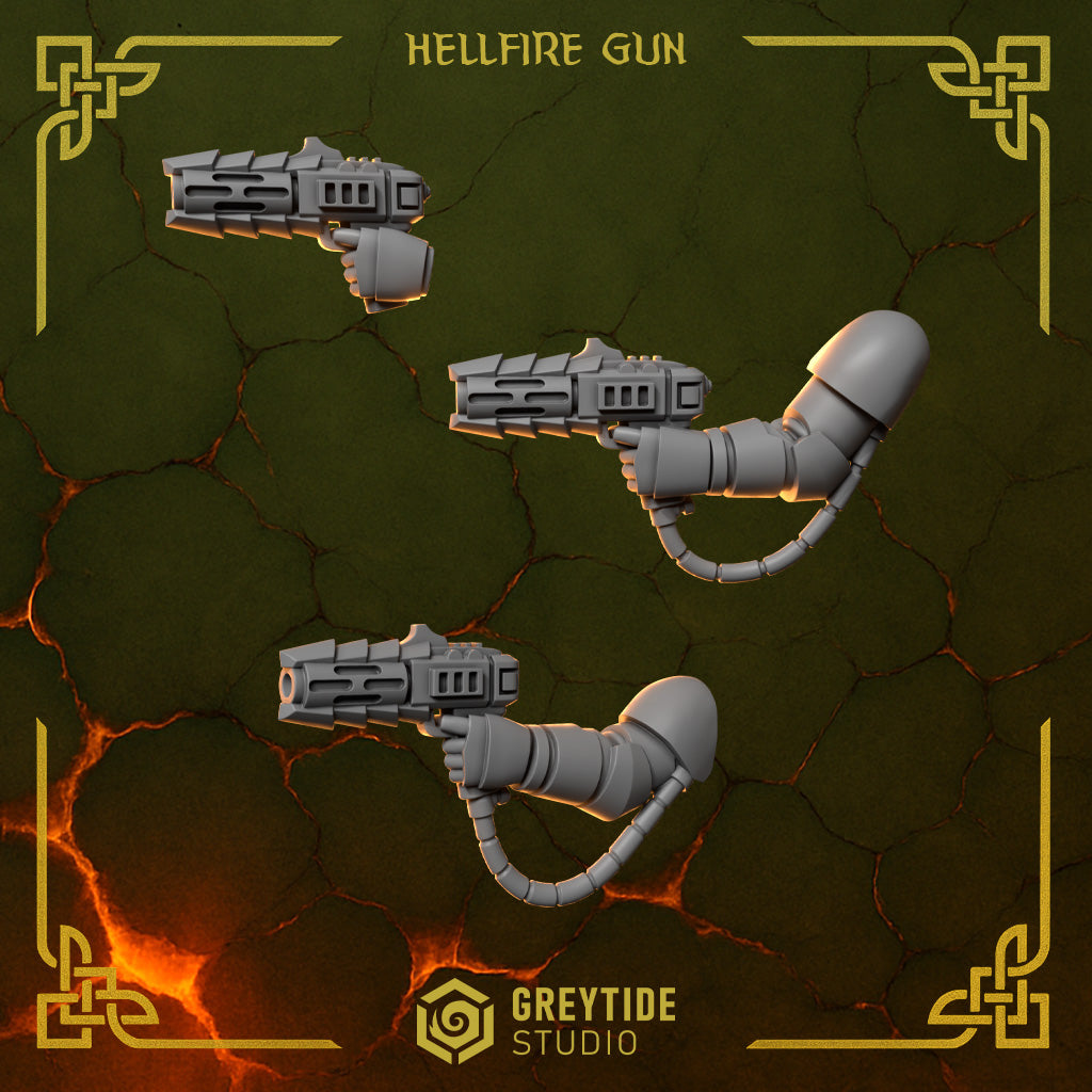 Pistolets droitier hellfire Anvil Wardens – Greytide Studio – Impression 3D Résine