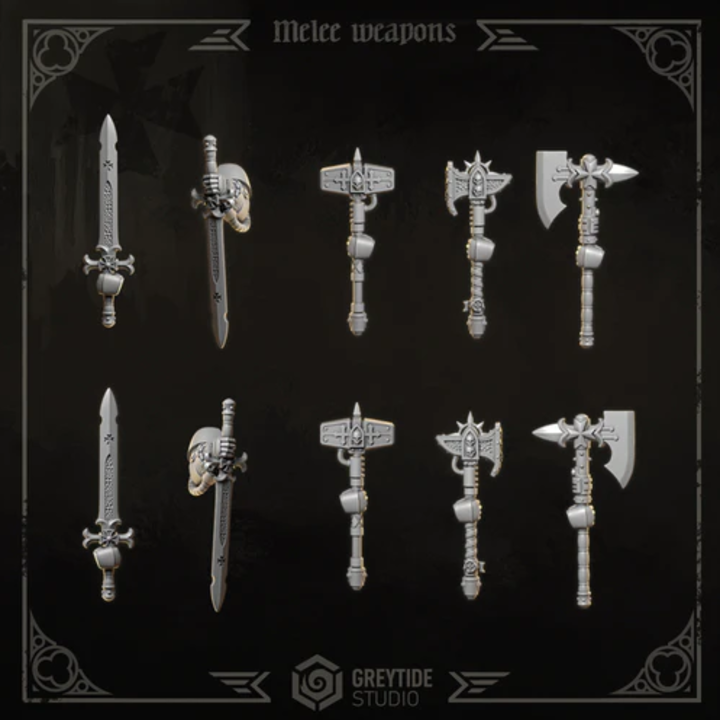 Armes pour Termi Eternal Crusaders – Greytide Studio – Impression 3D Résine