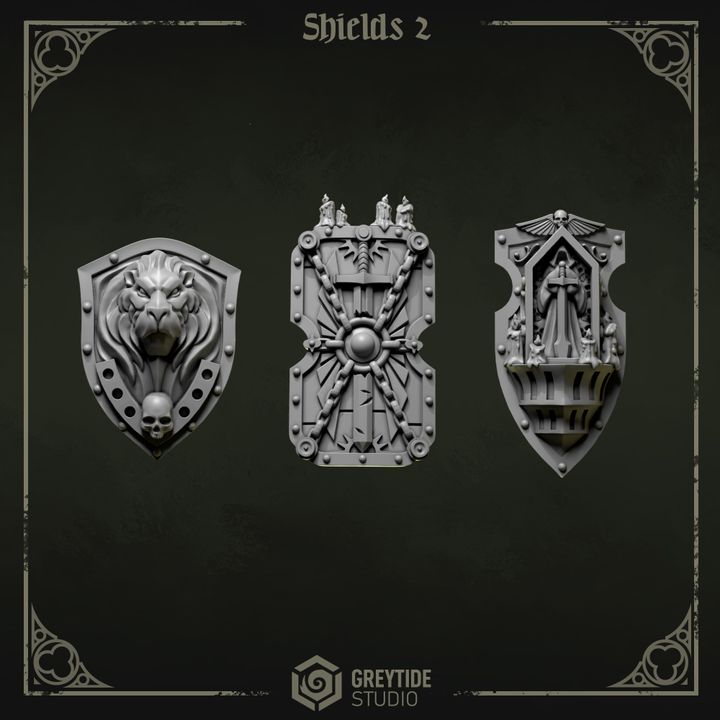 Boucliers gaucher Pilgrims & Crusaders lot 02 – Set de bitz personnalisés – Greytide Studio