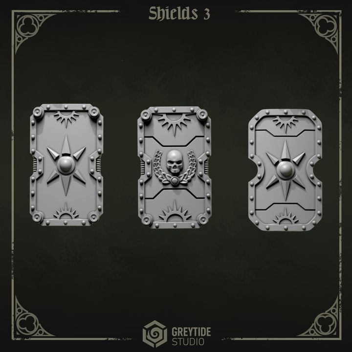 Boucliers gaucher Pilgrims & Crusaders lot 03 – Set de bitz personnalisés – Greytide Studio