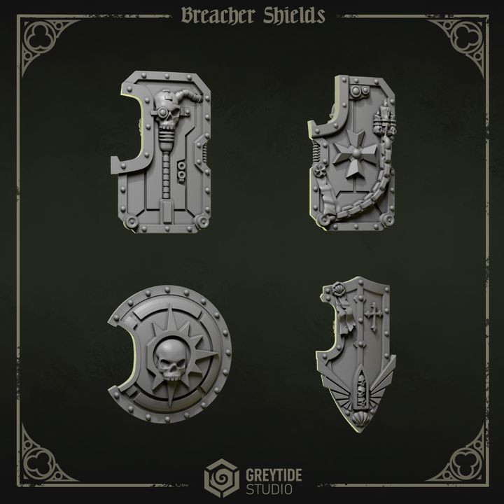 Boucliers breacher droitier Pilgrims & Crusaders – Set de bitz personnalisés – Greytide Studio