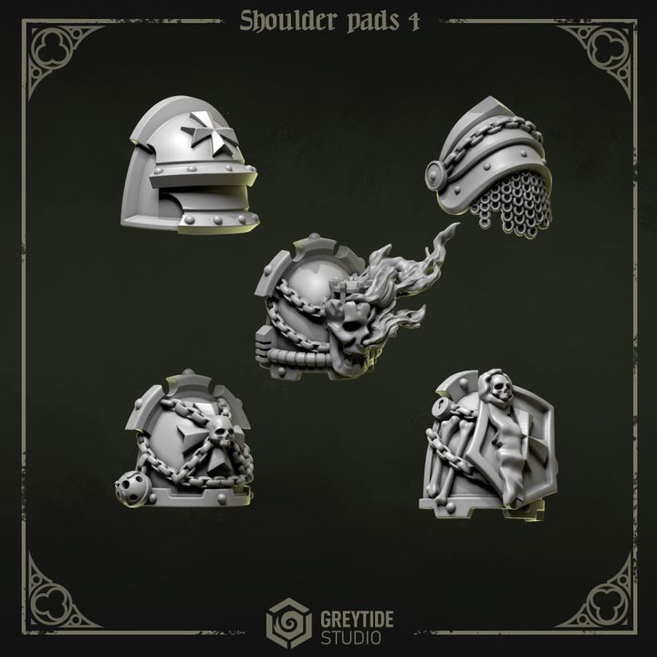 Épaulières Pilgrims & Crusaders lot 04 – Set de bitz personnalisés – Greytide Studio