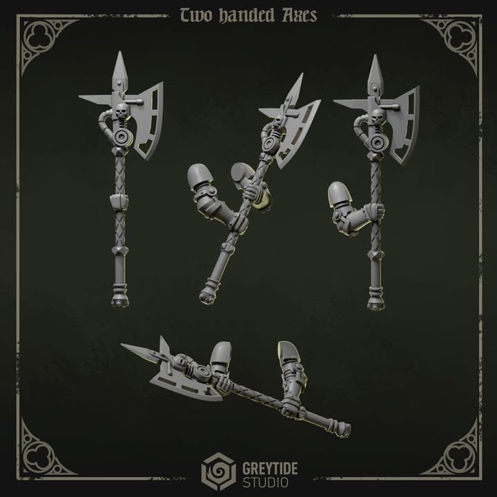 Haches à deux mains Pilgrims & Crusaders – Set de bitz personnalisés – Greytide Studio
